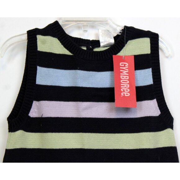 2008 Gymboree Petite Mademoiselle 6 Sweater Tank Dress Stripe Navy Pastel Paris - Picture 2 of 6